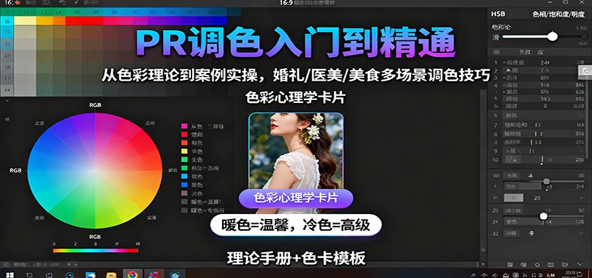 PR调色入门到精通：从色彩理论到案例实操，婚礼/医美/美食多场景调色技巧-青年网赚