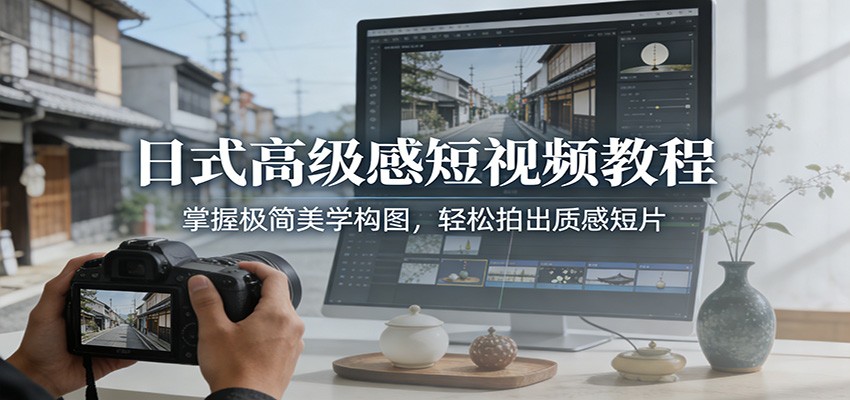 日式高级感短视频教程：掌握极简美学构图，轻松拍出质感短片-青年网赚