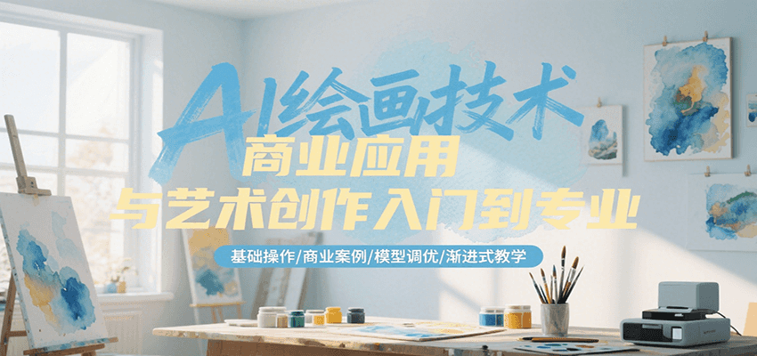 AI绘画技术商业应用与艺术创作入门到专业，基础操作/商业案例/模型调优/渐进式教学-青年网赚