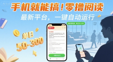 手机就能搞！零撸阅读挂G，最新平台，一键自动运行，随时随地挣，单日50-3张+【揭秘】-青年网赚