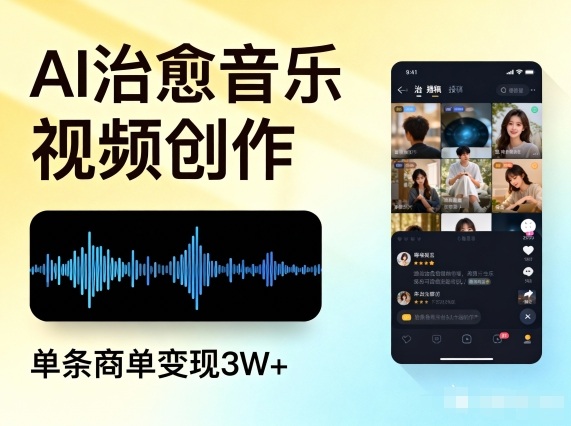 AI做治愈音乐视频，多平台投稿，单条商单变现3W+-青年网赚