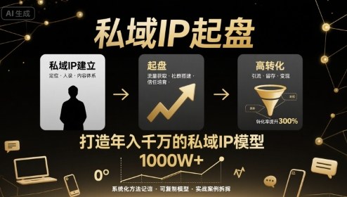 私域IP起盘，私域ip建立、起盘、高转化，打造年入千万的私域ip模型-青年网赚