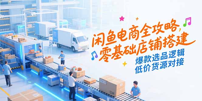 闲鱼电商全攻略，零基础店铺搭建，爆款选品逻辑，低价货源对接-青年网赚