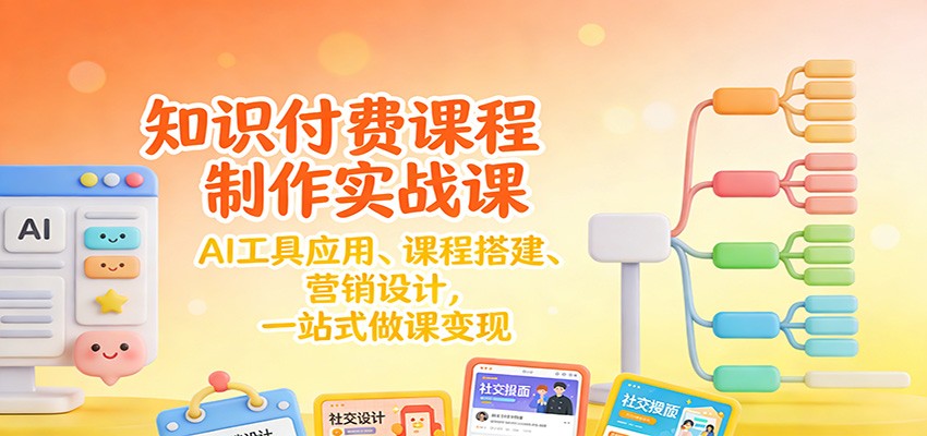 知识付费课程制作实战课：AI工具应用 、课程搭建、营销设计，一站式做课变现-青年网赚