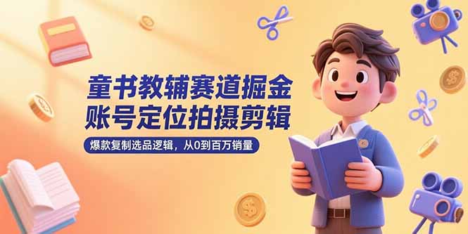 童书教辅赛道掘金，账号定位拍摄剪辑，爆款复制选品逻辑，从0到百万销量-青年网赚