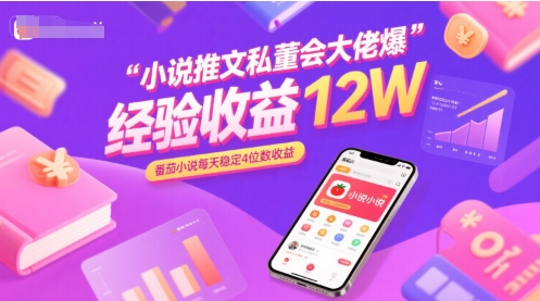 小说推文私董会大佬爆单经验分享收益12W，番茄小说每天稳定4位数收益-青年网赚