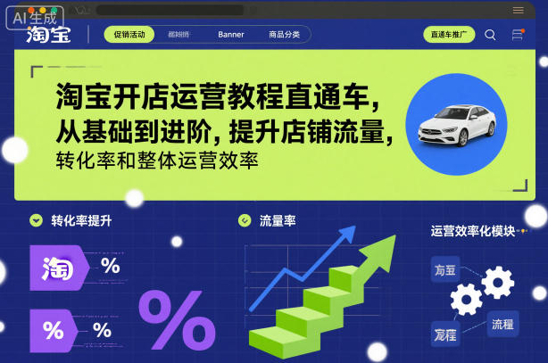淘宝开店运营教程直通车，从基础到进阶，提升店铺流量，转化率和整体运营效率(更新11月)-青年网赚