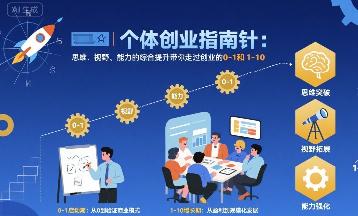 个体创业指南针，思维、视野、能力的综合提升带你走过创业的0-1和1-10【音频】-青年网赚
