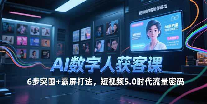 AI数字人获客课，6步突围+霸屏打法，短视频5.0时代流量密码-青年网赚