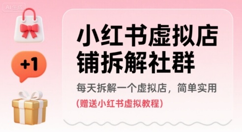 小红书虚拟店铺拆解社群，每天拆解一个虚拟店，简单实用(赠送小红书虚拟教程)-青年网赚