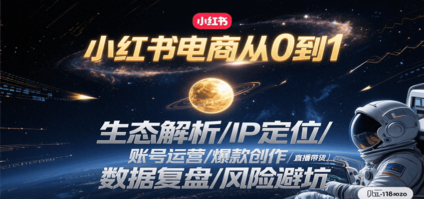 小红书电商从0到1：生态解析/IP定位/ 账号运营/爆款创作/直播带货/数据复盘/风险避坑-青年网赚