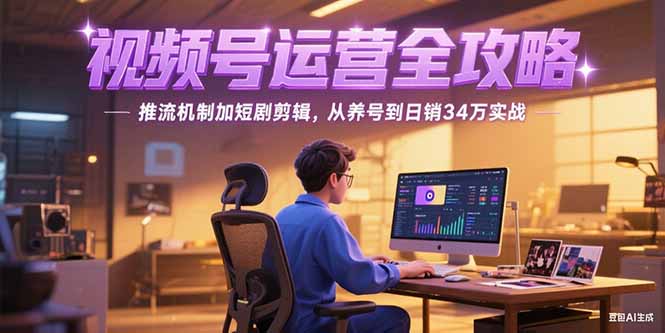2025视频号运营全攻略，推流机制加短剧剪辑，从养号到日销34万实战-青年网赚