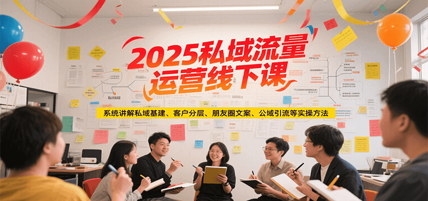 2025私域流量运营线下课，系统讲解私域基建/客户分层/朋友圈文案/公域引流等实操方法-青年网赚