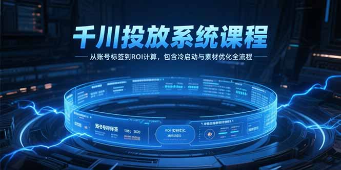 千川投放系统课程，从账号标签到ROI计算，包含冷启动与素材优化全流程-青年网赚