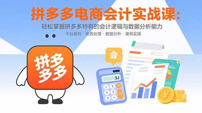 拼多多电商会计实战课：轻松掌握拼多多特有的会计逻辑与数据分析能力-青年网赚