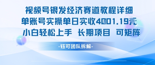 视频号银发经济赛道单账号实操单日实收1k+，小白轻松上手长期项目-青年网赚