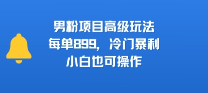 男粉项目高级玩法，每单899，冷门暴利，小白也可操作-青年网赚