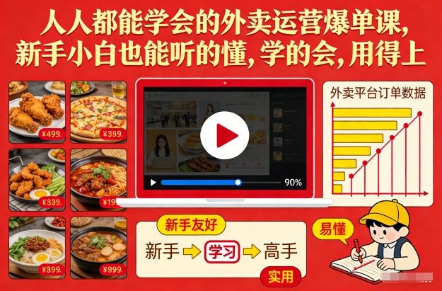 人人都能学会的外卖运营爆单课，新手小白也能听的懂，学的会，用得上-青年网赚