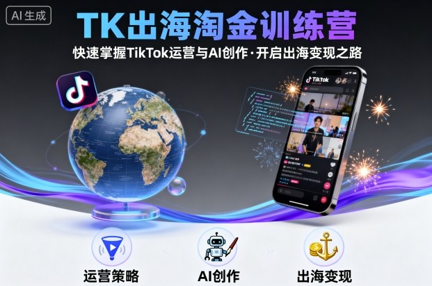 TK出海淘金训练营，助你快速掌握TikTok运营与AI创作，开启出海变现之路-青年网赚