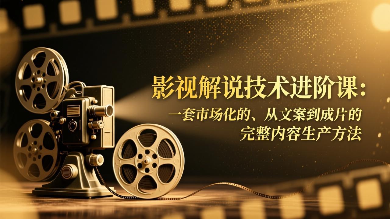 影视解说技术进阶课:一套市场化的、从文案到成片的完整内容生产方法-青年网赚