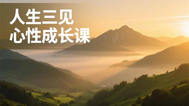 人生三见心性成长课，见天地众生自己，搞透人性安顿身心，活出清晰自我，内在富足无价-青年网赚