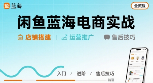 闲鱼蓝海电商实战，店铺搭建运营售后全流程-青年网赚