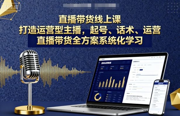 直播带货线上课，打造运营型主播，起号、话术、运营，直播带货全方案系统化学习-青年网赚