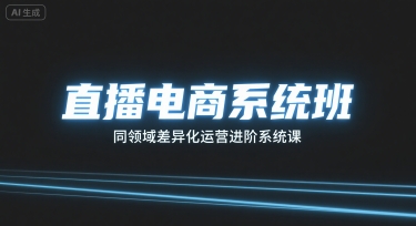 直播电商系统班，同领域差异化运营进阶系统课-青年网赚