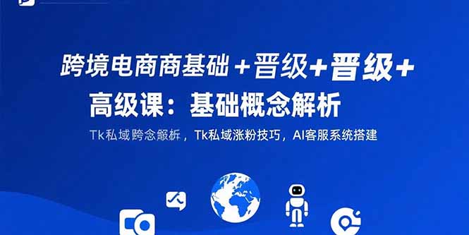 跨境电商基础+晋级+高级课：基础概念解析,Tk私域涨粉技巧,AI客服系统搭建-青年网赚