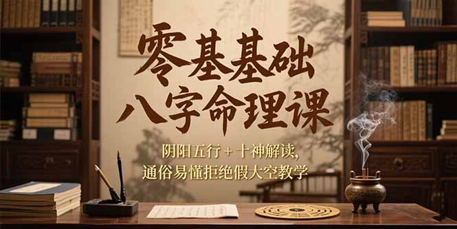 零基础八字命理课，阴阳五行+十神解读，通俗易懂拒绝假大空教学-青年网赚