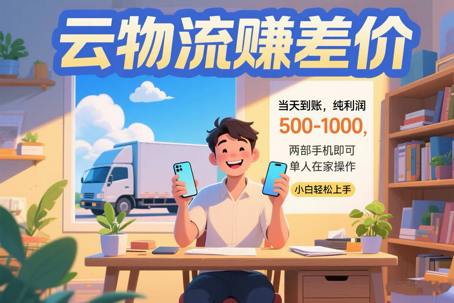 云物流赚差价 当天到账纯利润500-1000 两部手机即可 可单人在家操作 小…-青年网赚