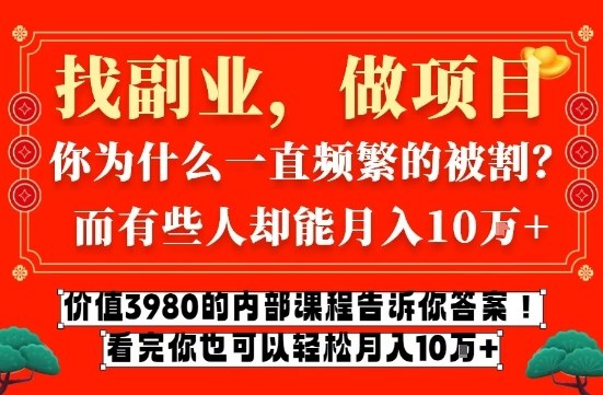 价值3980的网创内部课程，告诉你互联网创业月入10个W的秘密【揭秘】-青年网赚