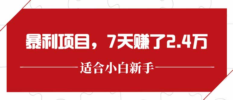 最新暴利项目，每单收益轻松在300以上，7天赚了2.4万-青年网赚