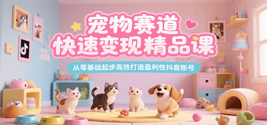 宠物赛道快速变现精品课，从零基础起步高效打造盈利性抖音账号-青年网赚