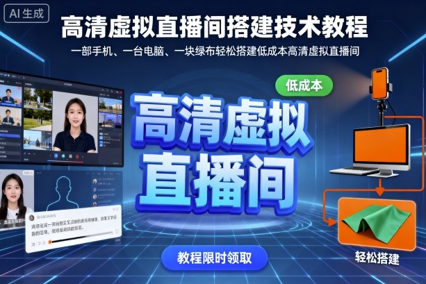 高清虚拟直播间搭建技术教程，一部手机、一台电脑、一块绿布轻松搭建低成本高清虚拟直播间-青年网赚