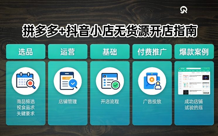 拼多多+抖音小店无货源开店，包括：选品、运营、基础、付费推广、爆款案例等(更新26年2月)-青年网赚