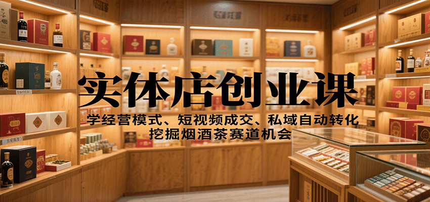 实体店创业课：学经营模式、短视频成交、私域自动转化，挖掘烟酒茶赛道机会-青年网赚