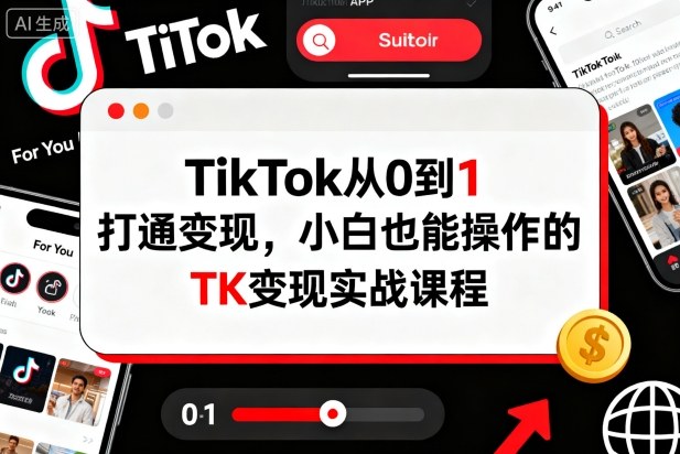 TikTok从0到1打通变现，小白也能操作的TK变现实战课程-青年网赚