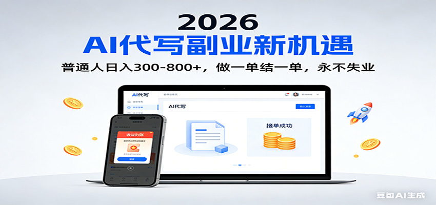2026 副业首选！AI 代写日入 300-800，普通人0门槛，做一单结一单！-青年网赚