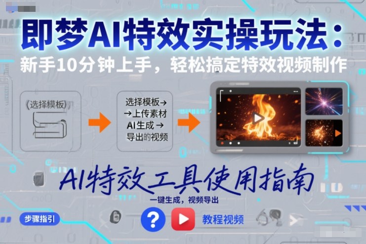 即梦AI特效实操玩法：新手10分钟上手，轻松搞定特效视频制作-青年网赚