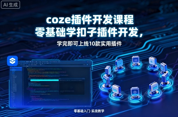 coze插件开发课程，零基础学扣子插件开发，学完即可上线10款实用插件-青年网赚