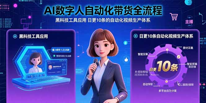 AI数字人自动化带货全流程：黑科技工具应用 日更10条的自动化视频生产体系-青年网赚