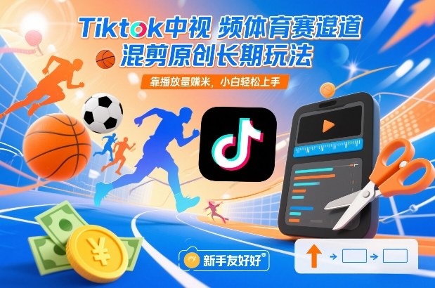 Tiktok中视频体育赛道混剪原创长期玩法，靠播放量賺米，小白轻松上手-青年网赚