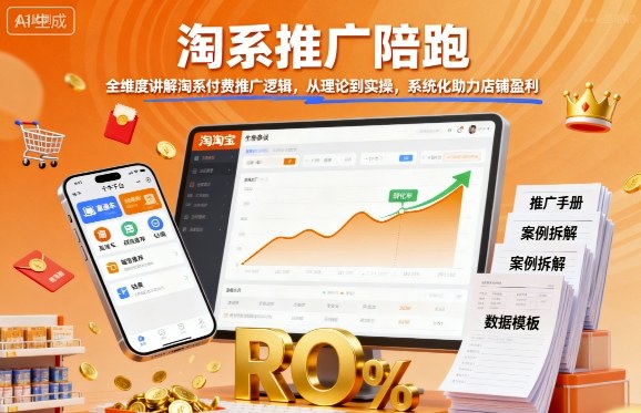 淘系推广陪跑，全维度讲解淘系付费推广逻辑，从理论到实操，系统化助力店铺盈利-青年网赚