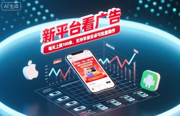 新平台看广告,养好机一条0.3到5米,每天上限100条,支持苹果安卓可批量操作-青年网赚