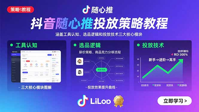 抖音随心推投放策略教程：涵盖工具认知、选品逻辑和投放技术三大核心模块-青年网赚