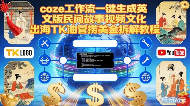 Coze扣子工作流一键生成英文版民间故事视频，文化出海TK油管捞美金拆解教程-青年网赚