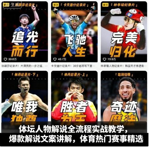 体坛人物解说全流程实战教学，爆款解说文案讲解，体育热门赛事精选-青年网赚