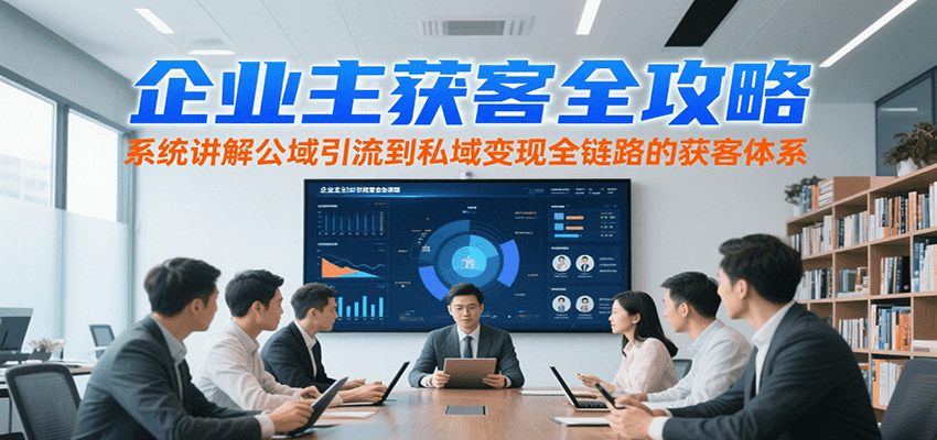 企业主获客全攻略，系统讲解公域引流到私域变现全链路的获客体系-青年网赚