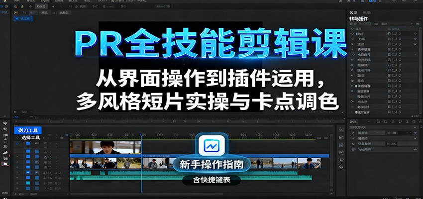 PR全技能剪辑课：从界面操作到插件运用，多风格短片实操与卡点调色-青年网赚